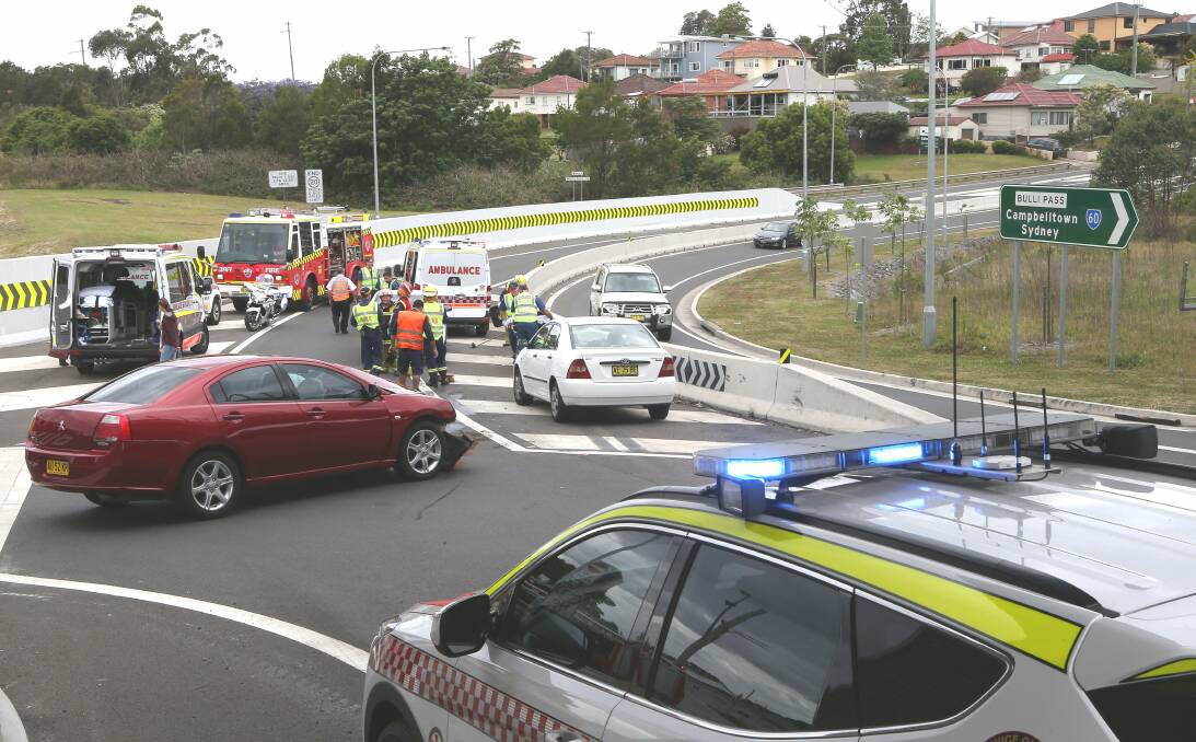 Traffic was blocked for about two hours on Saturday on the southbound Princes Highway. Picture: KIRK GILMOUR