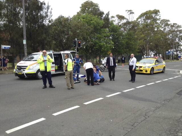 Emergency services at the scene of an accident at Corrimal.