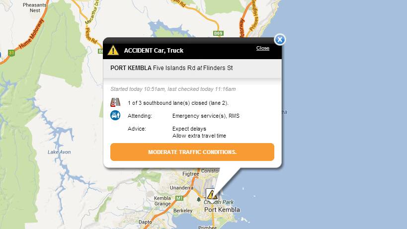 Traffic delays after Port Kembla crash