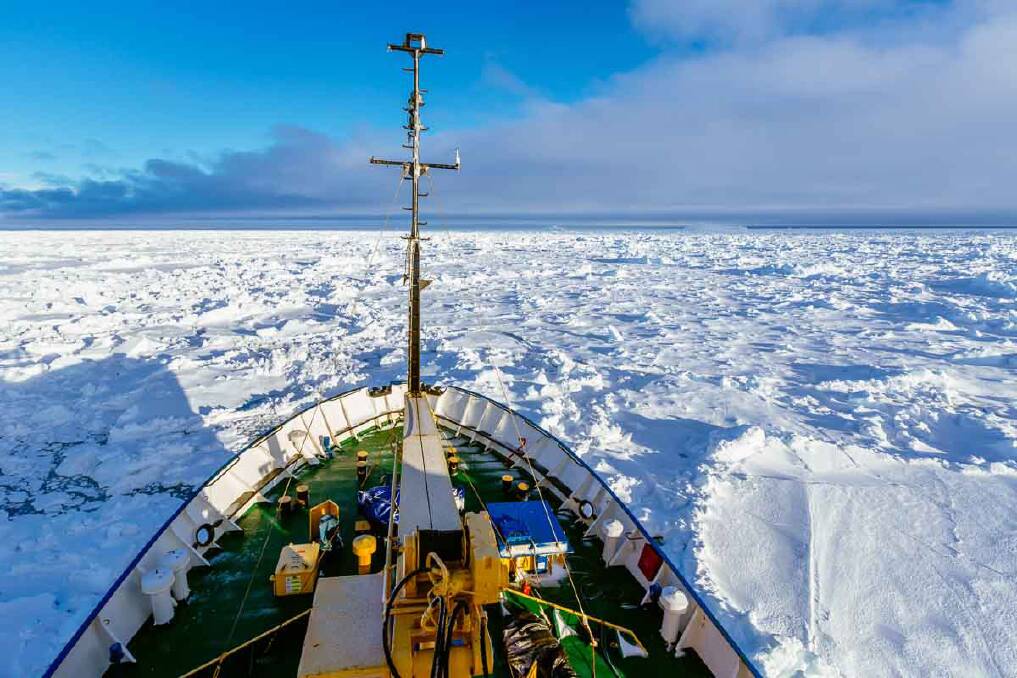 The trapped research ship. Picture: ANDREW PEACOCK