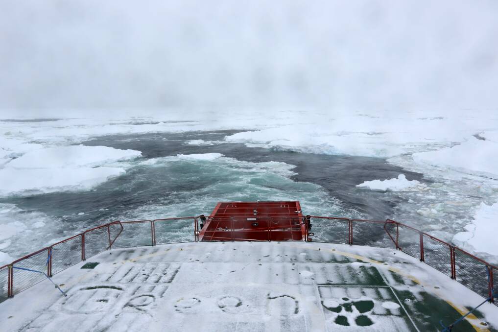 Shot over the stern of the Aurora Australis. Picture COLIN COSIER