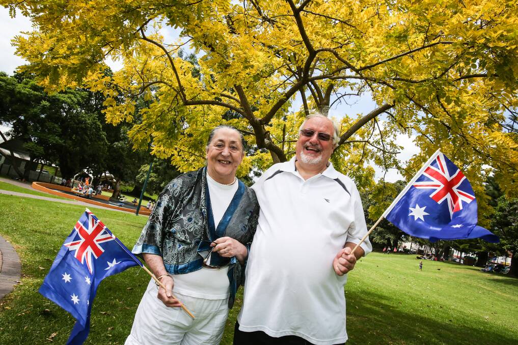 New Australian citizen George Thurnell with his fiance Geraldine Kenny in Kiama. Picture: DYLAN ROBINSON