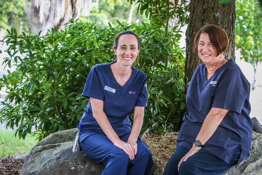 Registered nurse Aimee Johnson with NSW Nurses and Midwives Association's Shellharbour branch president Karin Tilden. Picture: DYLAN ROBINSON