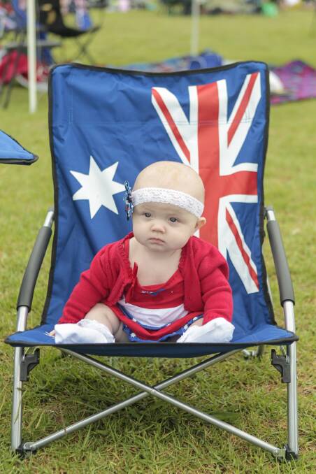 Maddison Moore, 5 months, at Australia Day Breakfast by the Lake. Picture: CHRISTOPHER CHAN
