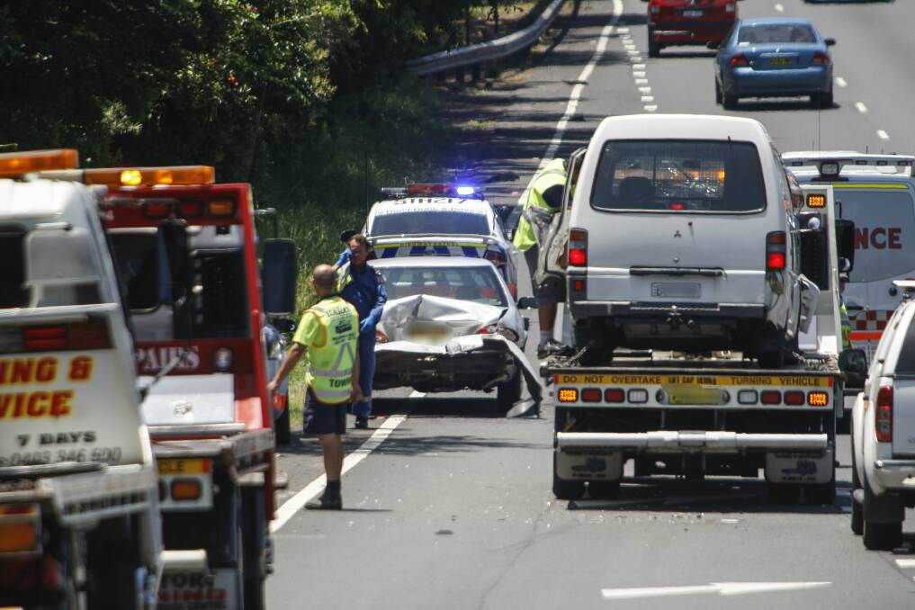 A man has been taken to hospital with head injuries after a two-car crash in West Wollongong. Picture CHRISTOPHER CHAN