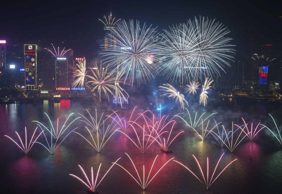 Fireworks over Victoria Harbour and Hong Kong Convention Centre. Picture REUTERS