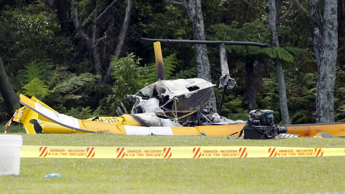 Wreckage from last week's fatal helicopter crash at Bulli Tops
