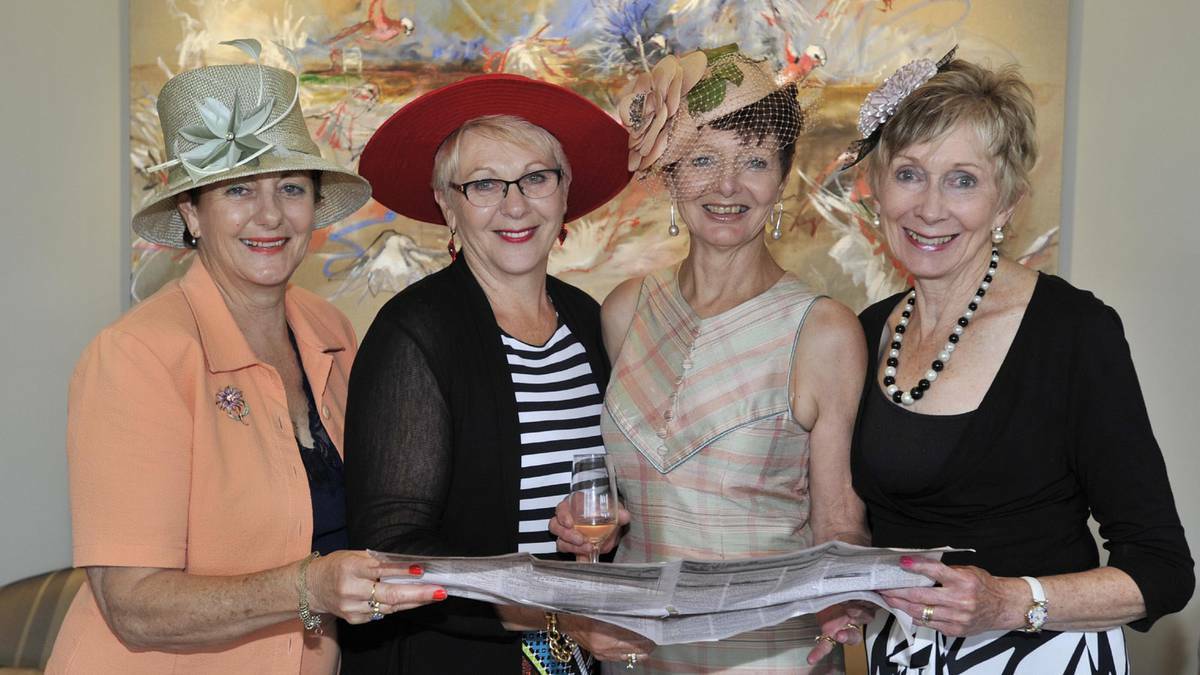 Marian Johnson, Lola Lindon, Pauline Murray and Trish Smith at a Melbourne Cup day luncheon at The Grange in Wagga, NSW. Picture: Les Smith