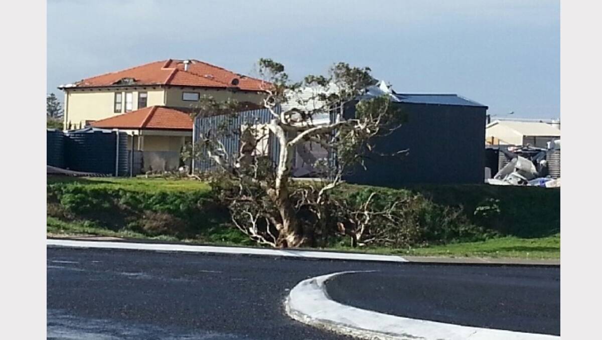 Damage caused by gale force wind gusts on Saturday.