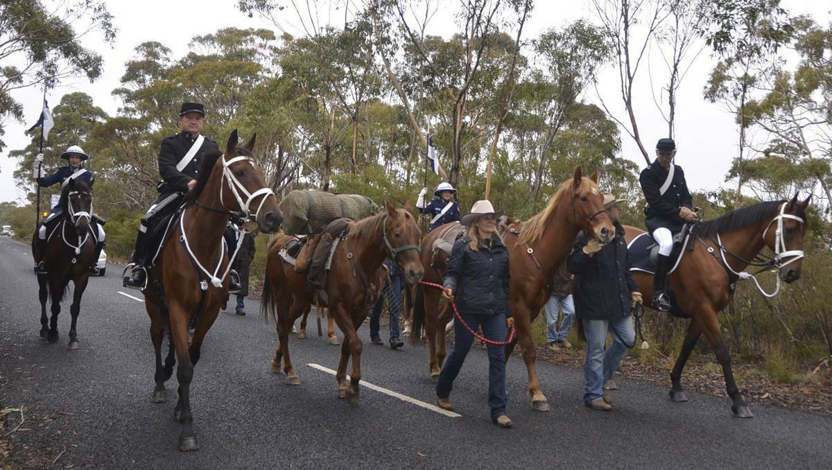 LITHGOW: The Hartley Saddlery crew approach Mt York with a police escort. 18 - BATHURST: Local astronomer Ray Pickard with the fragments from the Chelyabinsk Meteor that have been donated to him. They will go on display at the Australian Fossil and Mineral Museum. Photo: CHRIS SEABROOK 