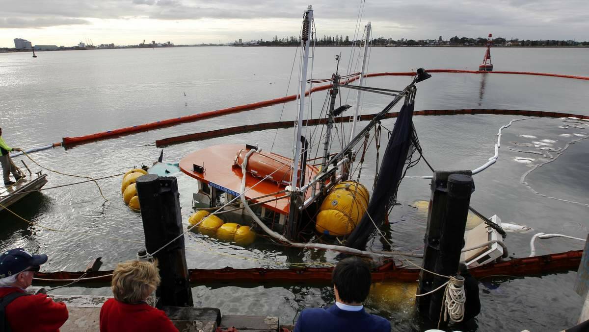 WRECK: The boat was refloated on Tuesday, before a decision was made to re-sink it.  Picture: Darren Pateman