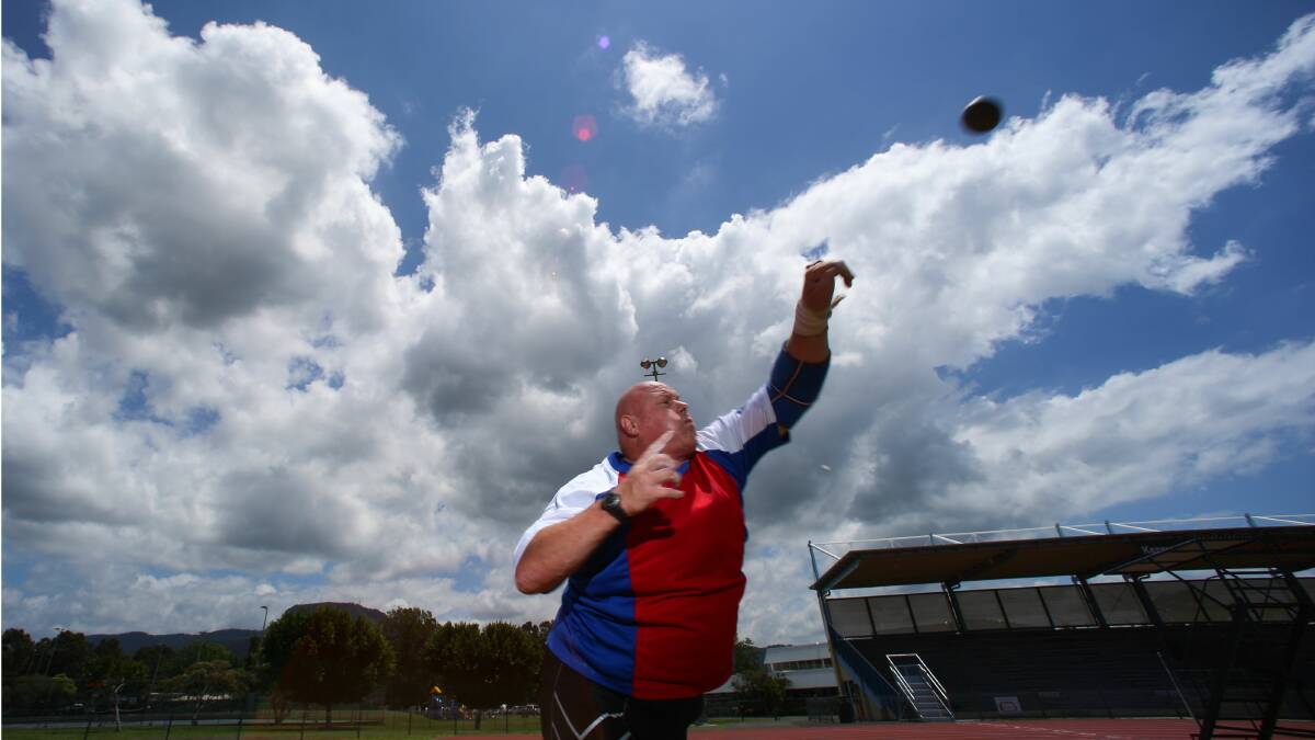 Athletics Wollongong masters athlete Stuart Gyngell broke the national M50 shot put record at Kerryn McCann Athletic Centre last Saturday. Picture: ADAM McLEAN