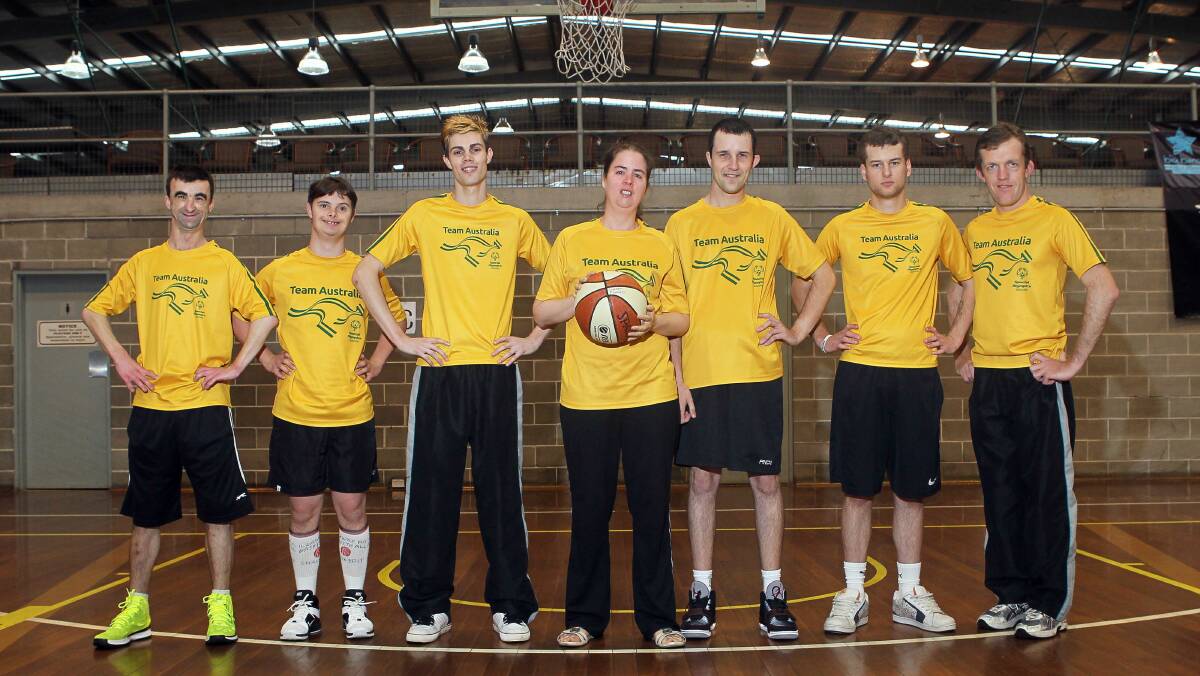 The Illawarra players in the Australian squad for the Special Olympics Asia Pacific Games: West McKinnon (left), Tim Walsh, Shane Monks, Tahlia Henson, Neb Stanojlovic, Grant Francis and Dane Pritchard. Picture: ANDY ZAKELI