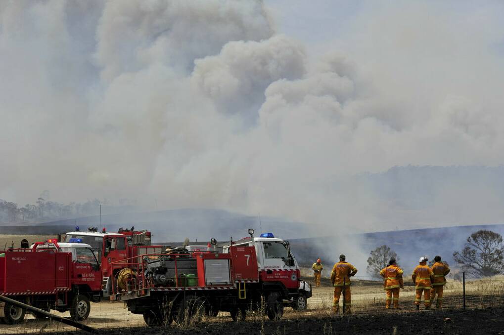 RFS crews battle a fire near Cooma. Picture: JAY CRONAN