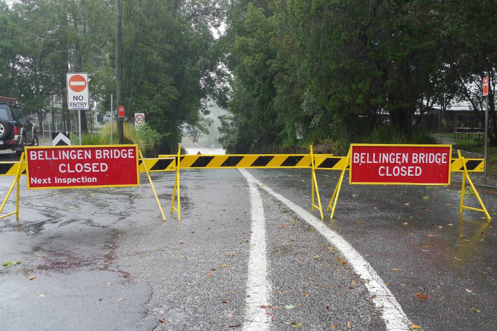 Bellingen Bridge closed due to flood waters. Picture: 