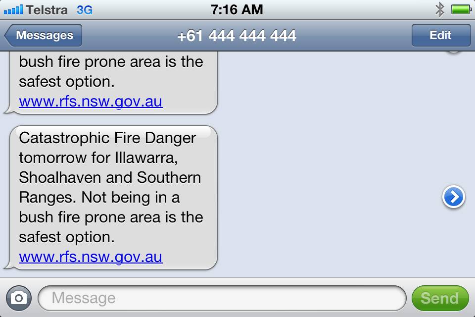 The text message warning