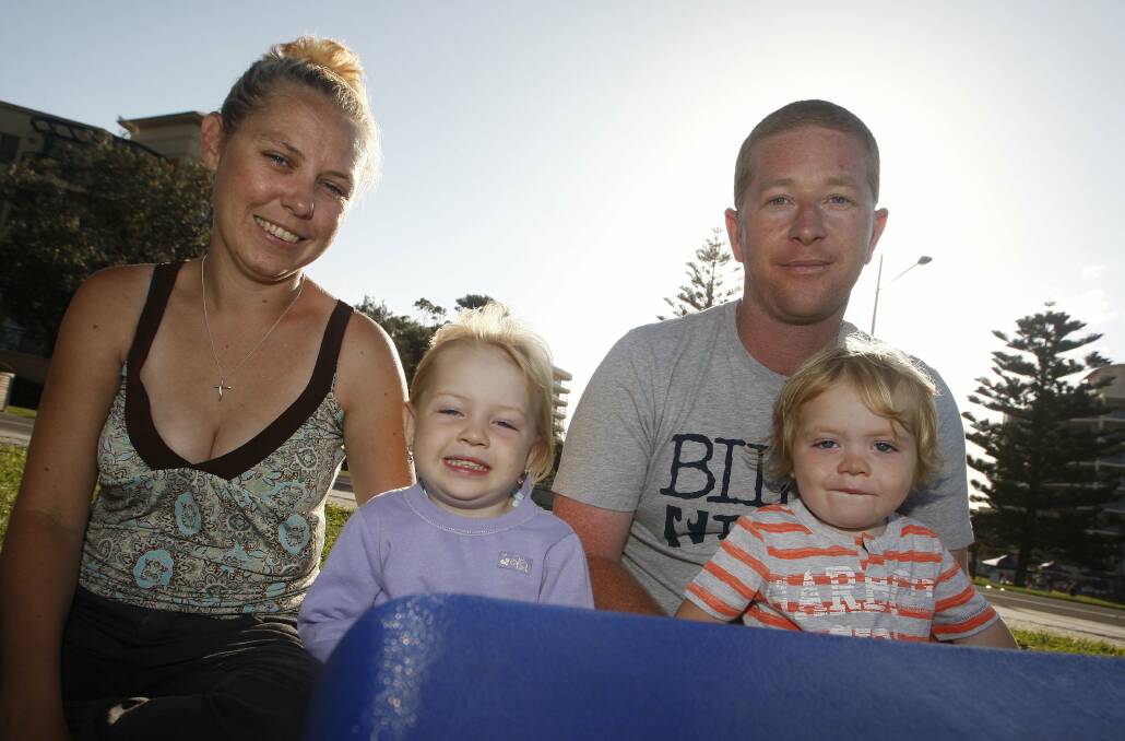 Oak Flats couple Sheena and Michael with children Allira, 3, and Charlie, 2.