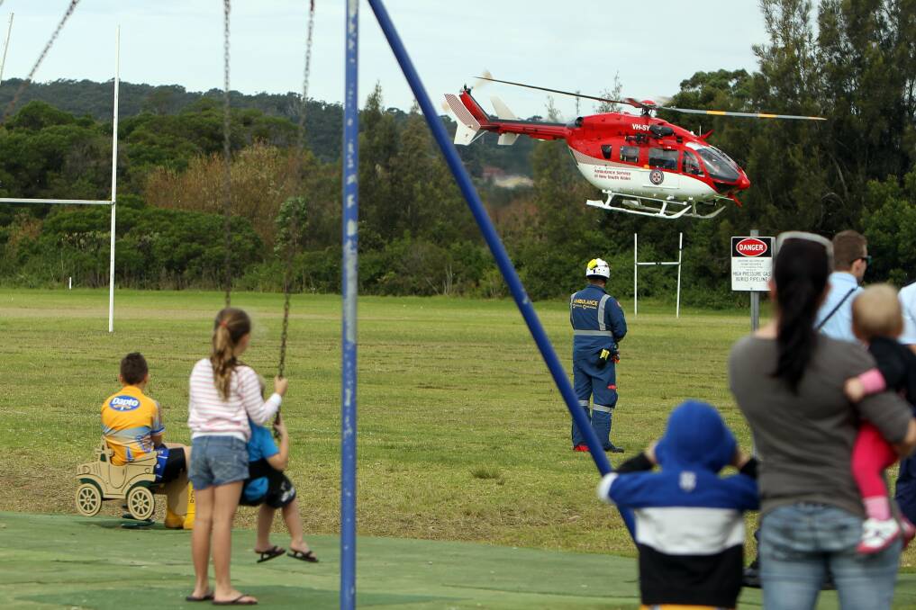 A child was airlifted to hospital after an accident on a sports field at Dapto this morning. 