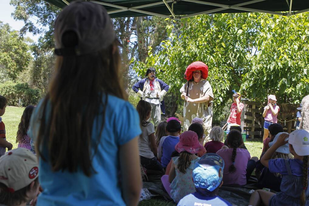 Children were entertained at the Wollongong Botanic Garden on Monday. Picture: CHRISTOPHER CHAN