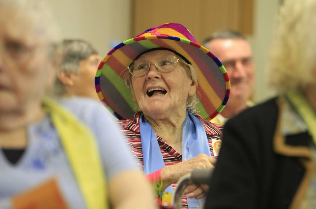 Resident Jean Baker shares a laugh. Picture: ANDY ZAKELI
