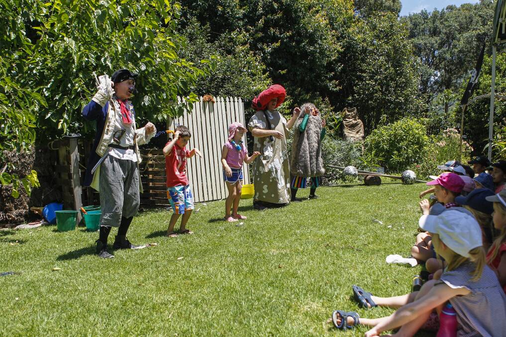 Children were entertained at the Wollongong Botanic Garden on Monday. Picture: CHRISTOPHER CHAN