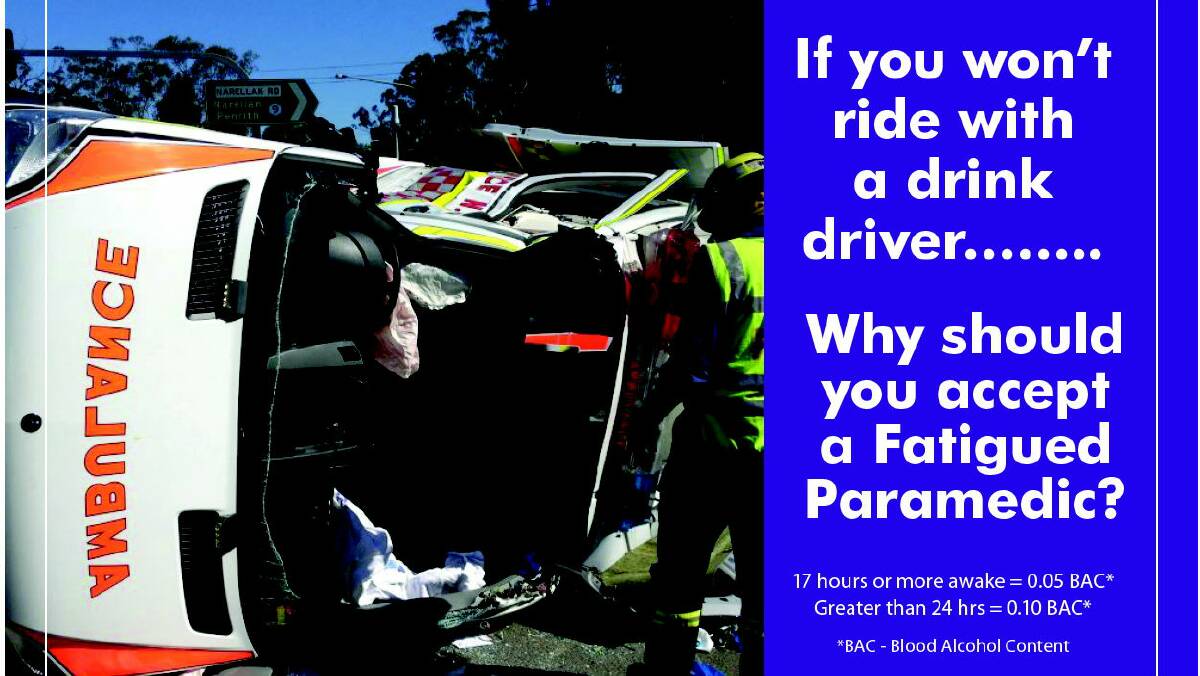 A HSU image used in its recent campaign for better conditions for all NSW paramedics.