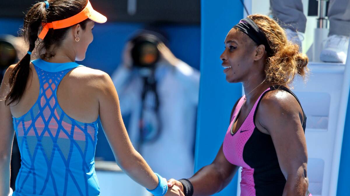 Serena Williams (right) congratulates Ana Ivanovic after their match. Picture: ANGELA WYLIE