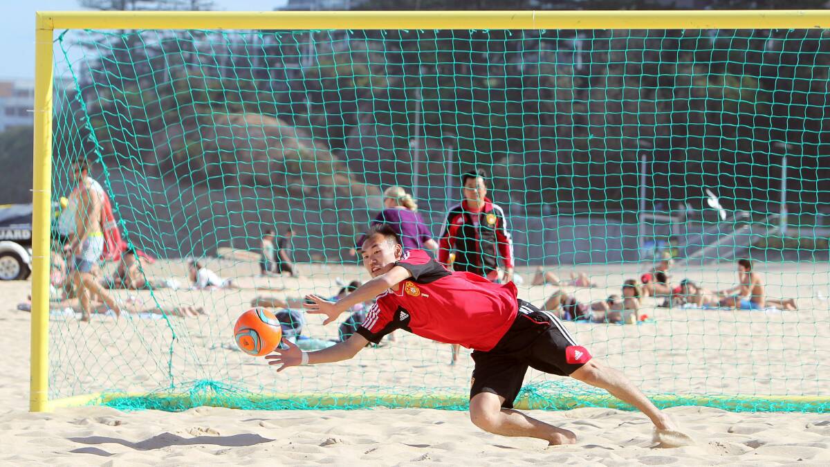 The Australian Beach Soccer Cup starts at North Beach today.