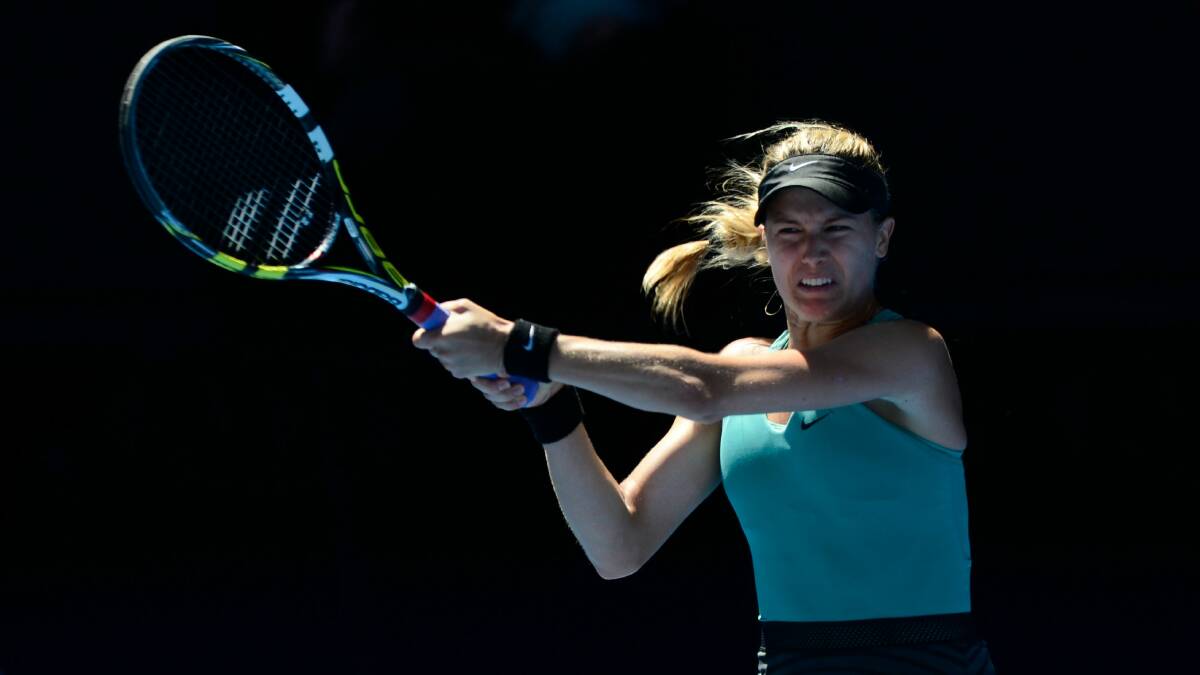 Eugenie Bouchard on her way to victory over Ana Ivanovic. Picture: JUSTIN McMANUS