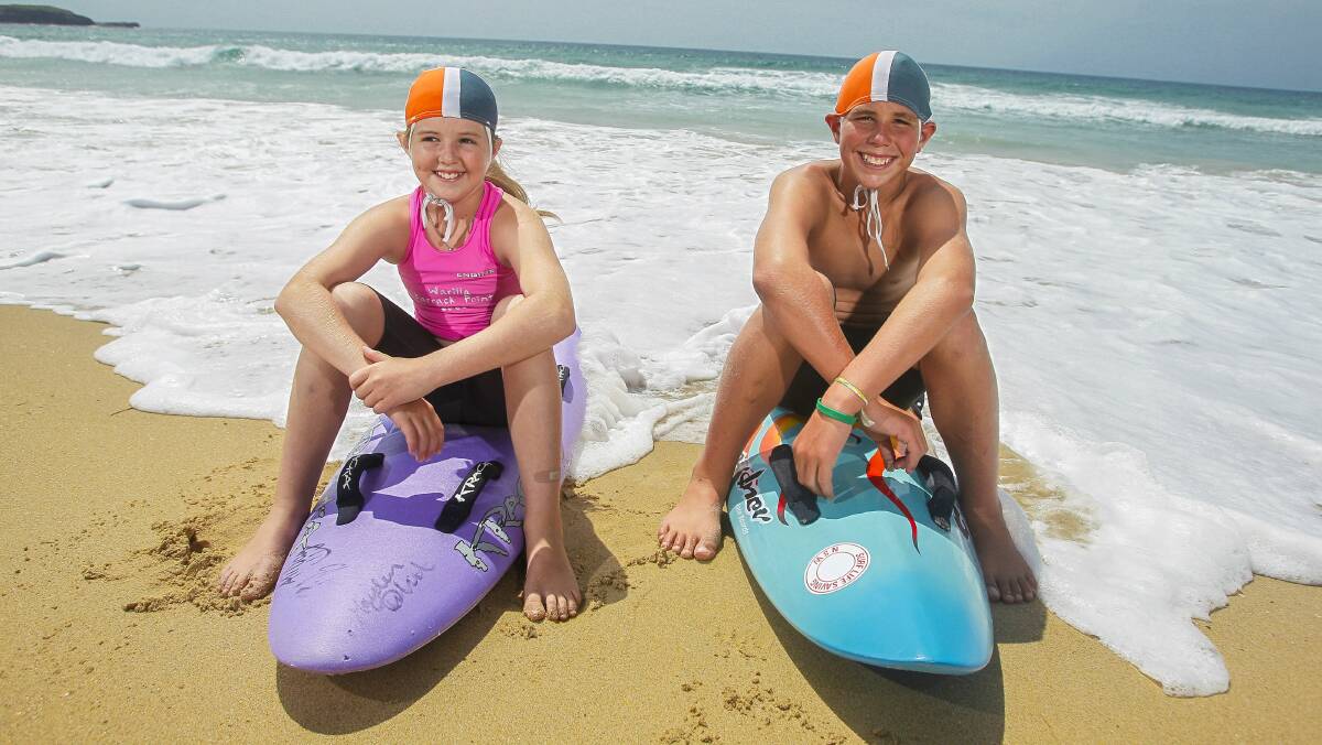Prue and Jayden Goodair will compete in swim, board and ironman in the Wave Warrior junior challenge.Picture: CHRISTOPHER CHAN