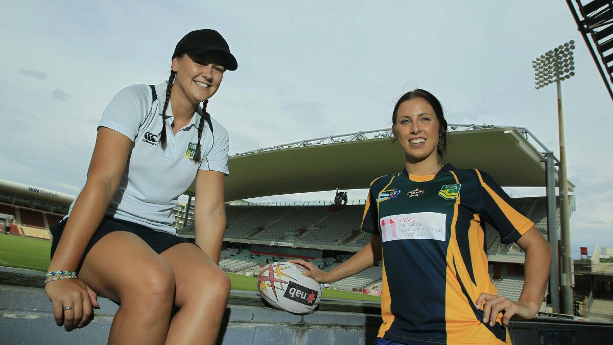 NRL female participation officer Sam Scott and Jillaroo Sam Hammond are encouraging women to playing league. Picture: ANDY ZAKELI