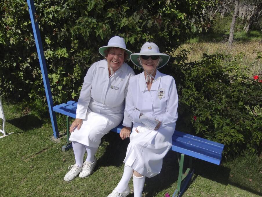 Denise Benson (left)  and Anne Walker enjoy the Heritage Bowls Day at Shellharbour Bowling Club.
