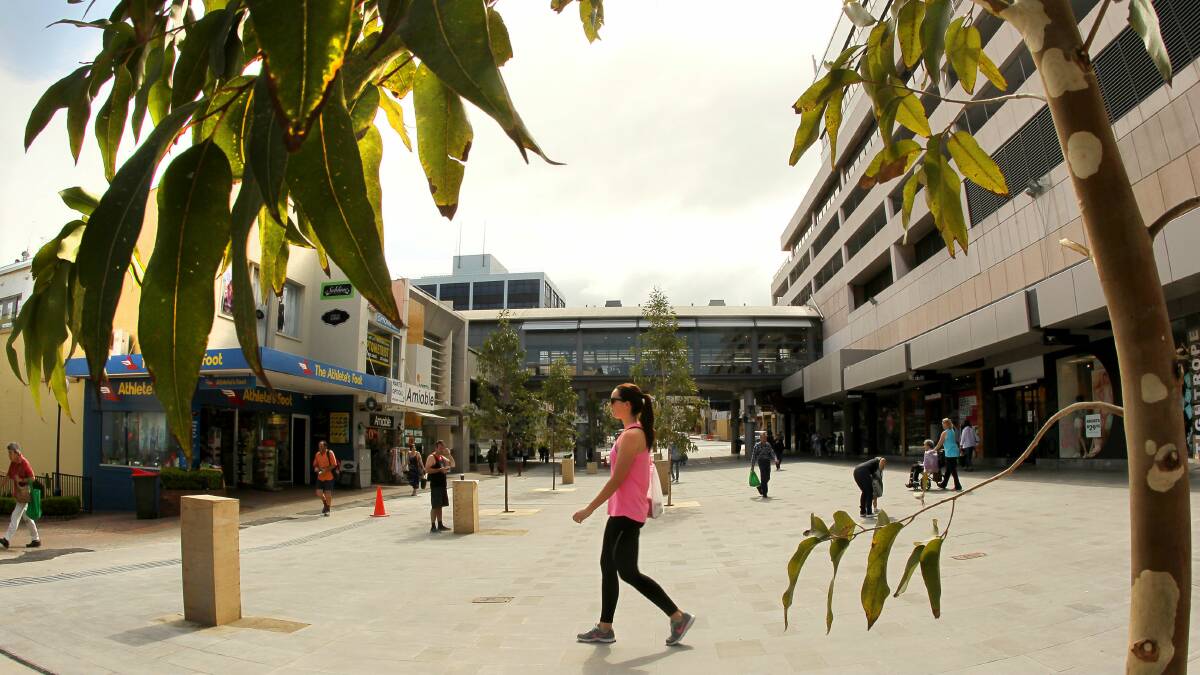 A pedestrian in the revamped Wollongong mall. Picture: KIRK GILMOUR
