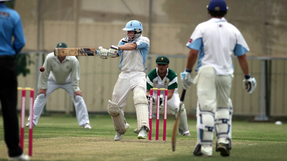 Nathan Brown cuts a ball to the boundary in his knock of 71 against Albion Park. Picture: SYLVIA LIBER