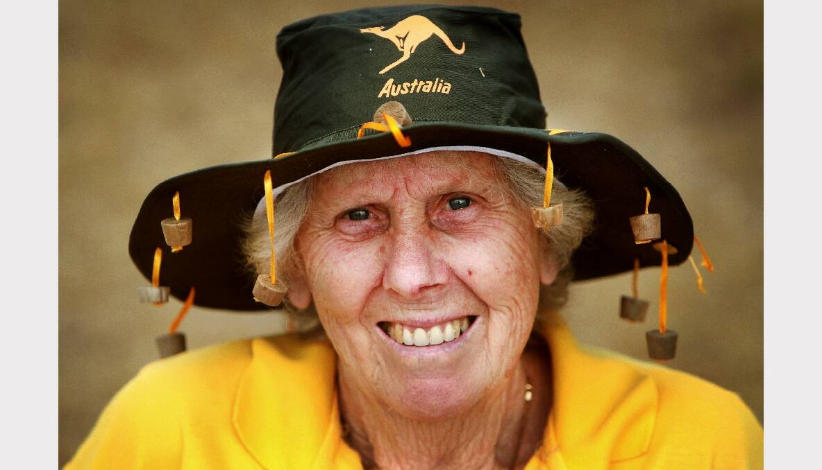 Joyce Cadwallander of Warilla celebrating Australia Day at Reddall Reserve. Pictures: SYLVIA LIBER