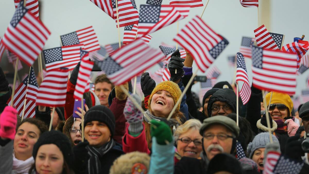 Crowds cheer during US President Barack Obama's second inauguration in Washington DC. Picture: GETTY IMAGES