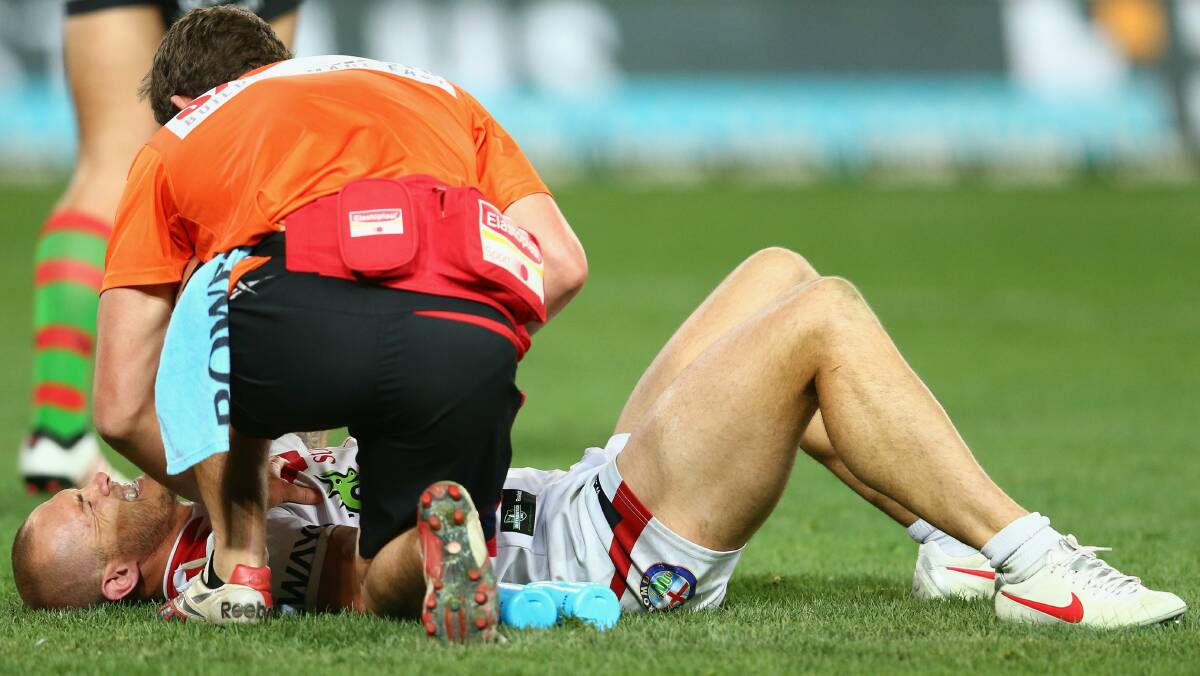Matt Cooper injured during the round 19 clash with the Rabbitohs this season. Picture: Getty Images