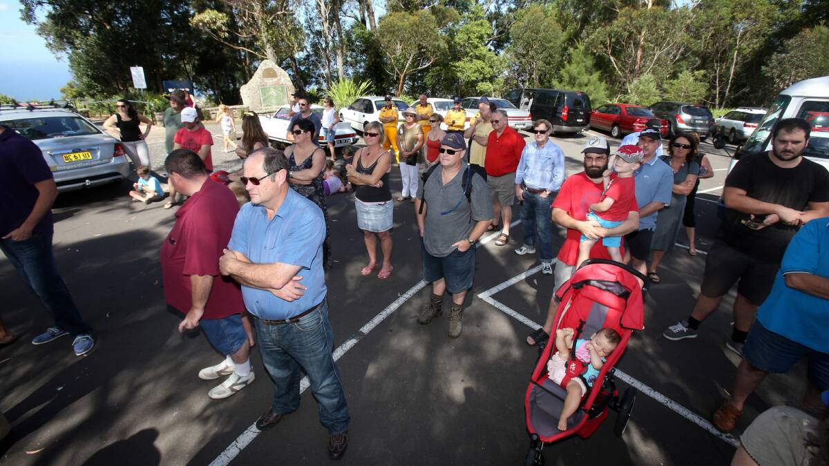 A community rally at Mt Keira lookout on Saturday. Picture: ROBERT PEET
