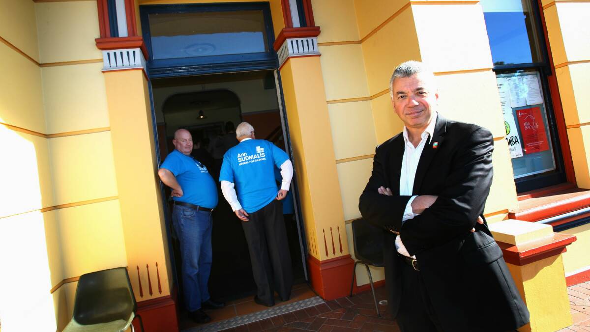 South Coast Labor Council secretary Arthur Rorris stands outside Nowra School of Arts after being denied entry to the community forum. Picture: KEN ROBERTSON