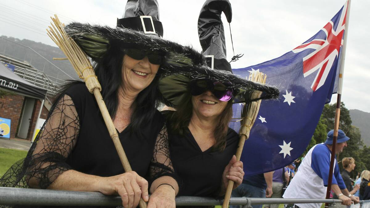 Sue Bromley and Gill Coe dress as witches at the 2010 Thirroul event 