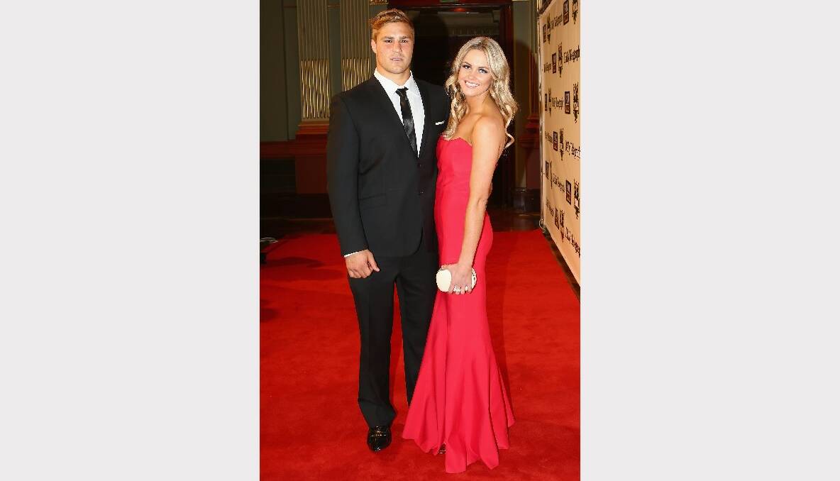 Jack De Belin of the Dragons with Alyce Taylor.  Picture: GETTY IMAGES 
