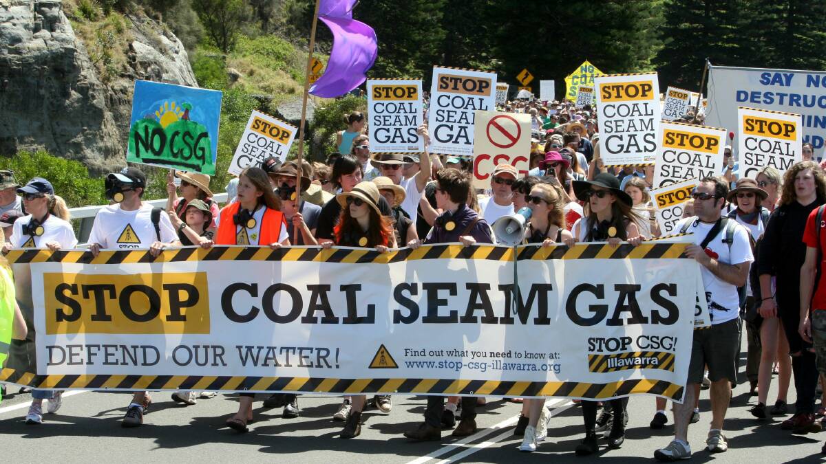 Activists campaign against coal seam gas mining in the Illawarra in 2011. 