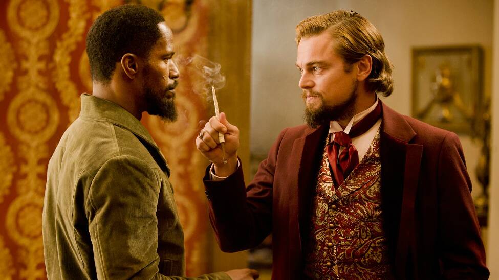 Jamie Foxx and Leonardo Di Caprio in Django Unchained. 