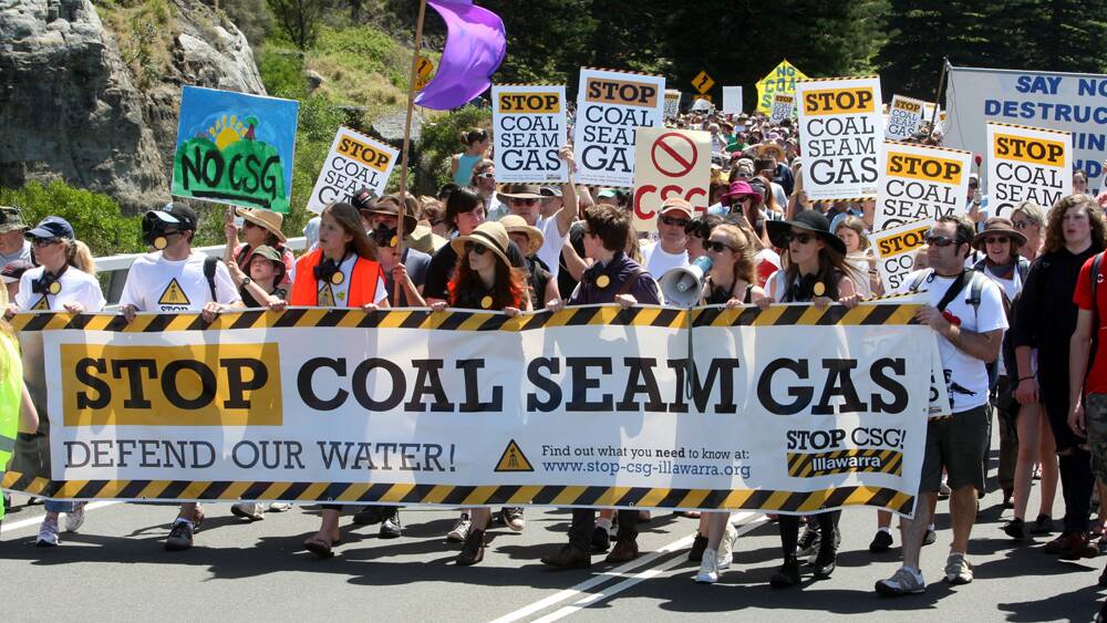 A coal seam gas protest was held on Sea Cliff Bridge last year. 