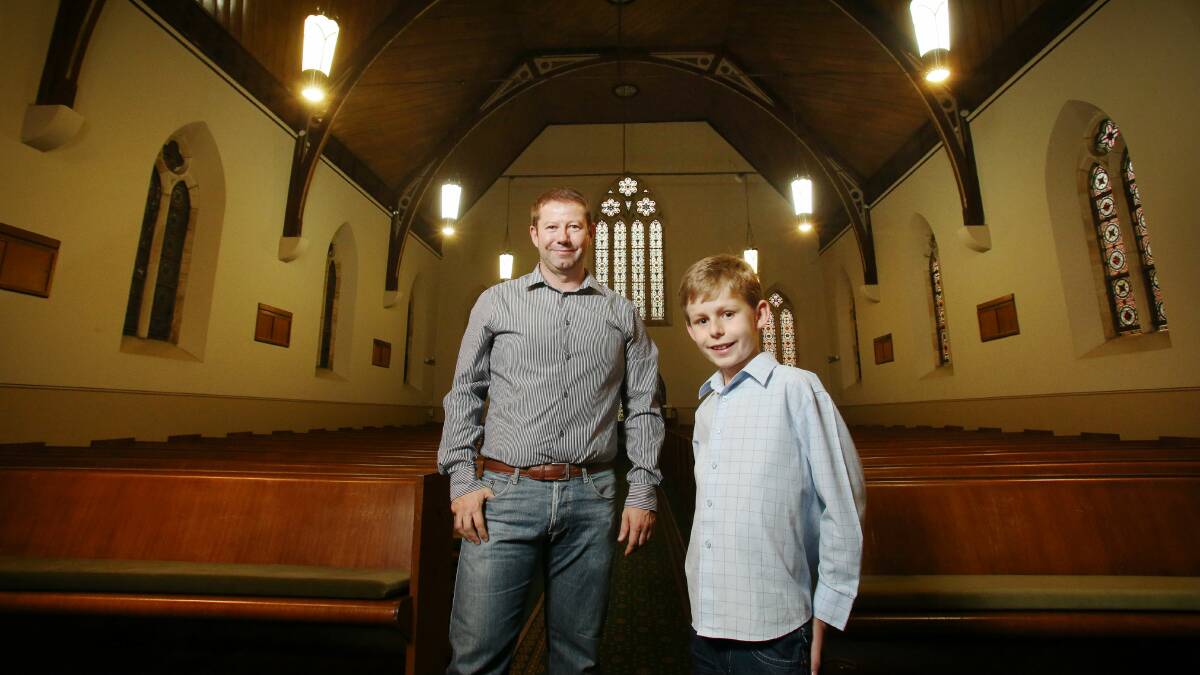 Russ Ixer with fellow performer Ben Johnston at the Wesley Church on the Mall. Picture: ADAM McLEAN