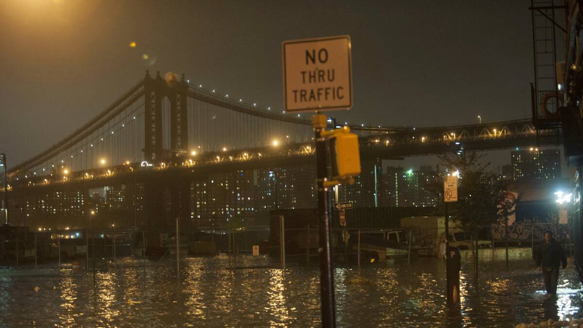 The floodwaters in the borough of Brooklyn of New York City. Picture: REUTERS