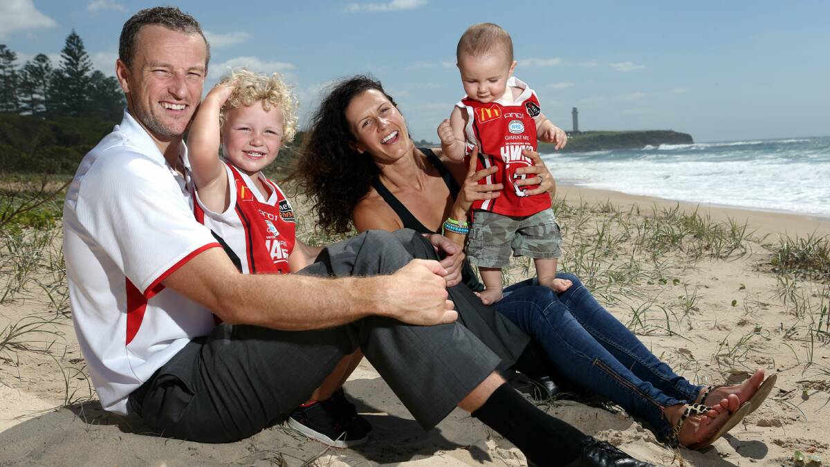  Glen Saville relaxes with his wife Angela and sons Riley (left) and Flynn. Picture: ADAM McLEAN