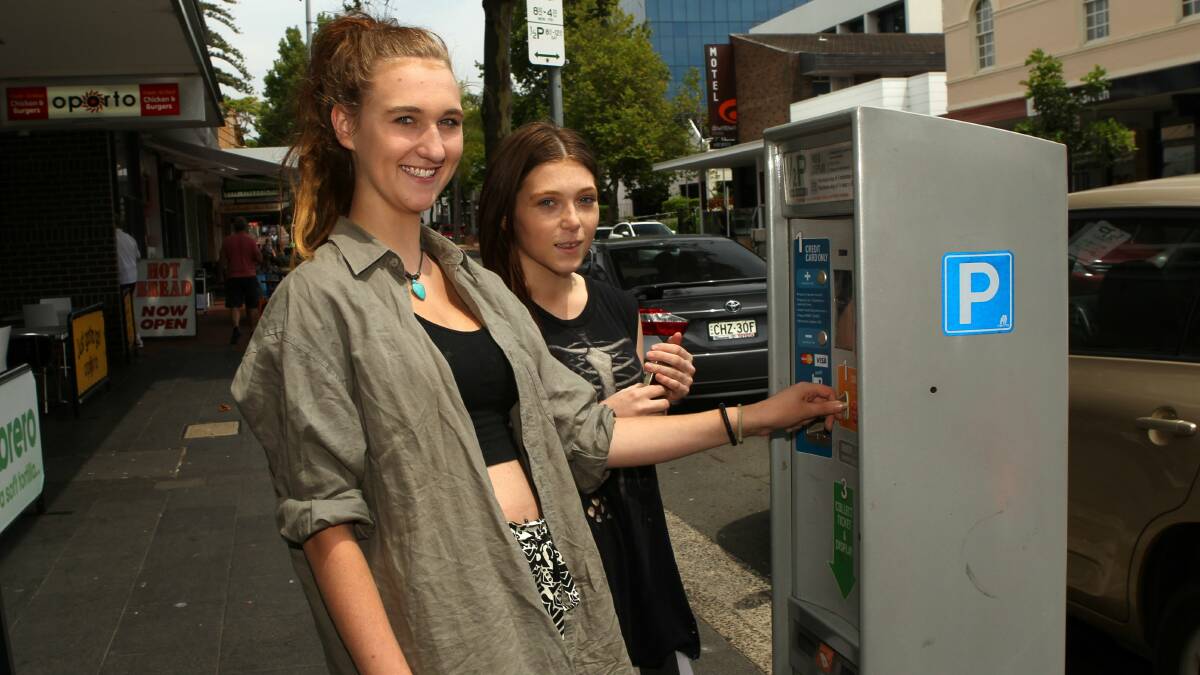 Student Jordan Hartley and Jessica Moore were appreciative of the free parking. Picture: GREG TOTMAN