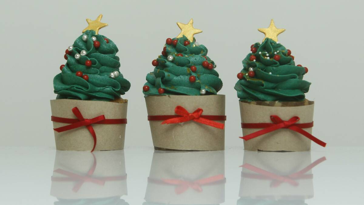 Mini caramel Christmas tree cupcakes. Picture: DAVE TEASE