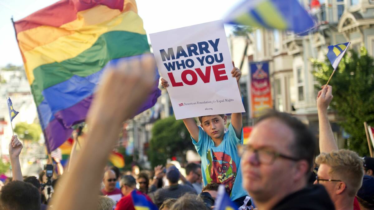 Thousands of people in San Francisco show their support for same sex marriage in June. Picture: Reuters